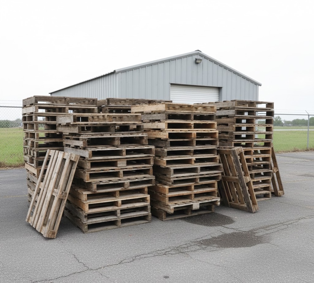 Stacked pallets at Dallas Pallets warehouse