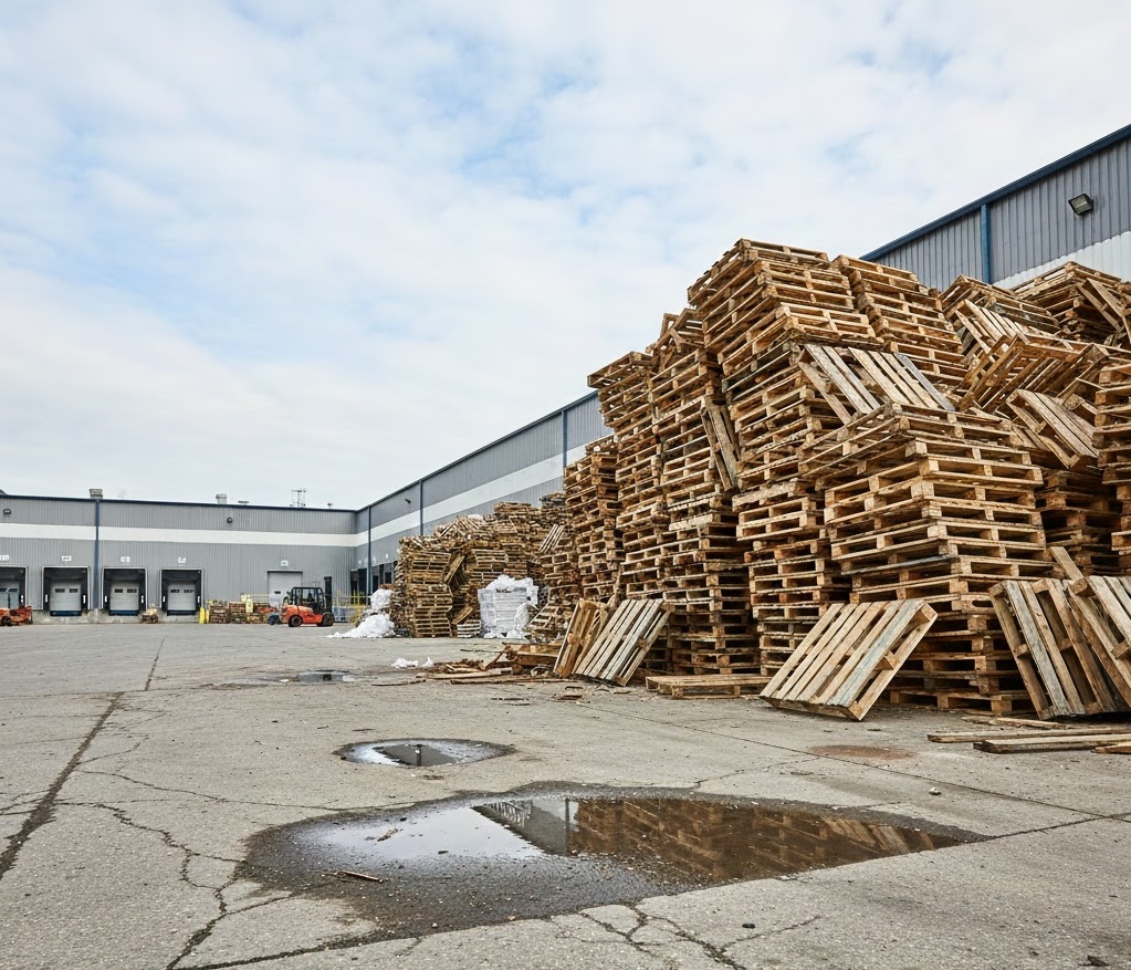 Pallets ready for delivery at Dallas Pallets warehouse
